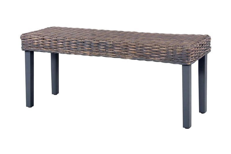 bænk 110 cm naturlig kubu-rattan massivt mangotræ grå - Grå - Møbler - Stole & lænestole - Bænke - Entrébænk