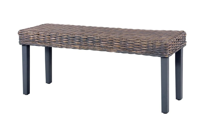 bænk 110 cm naturlig kubu-rattan massivt mangotræ grå - Grå - Entrébænk - Bænke