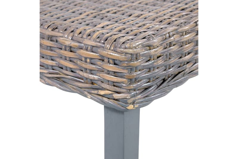 bænk 110 cm naturlig kubu-rattan massivt mangotræ grå - Grå - Møbler - Stole & lænestole - Bænke - Entrébænk