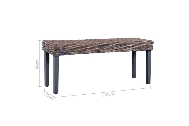 bænk 110 cm naturlig kubu-rattan massivt mangotræ grå - Grå - Entrébænk - Bænke