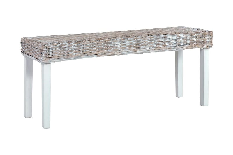 bænk 110 cm naturlig kubu-rattan massivt mangotræ hvid - Hvid - Møbler - Stole & lænestole - Bænke - Entrébænk