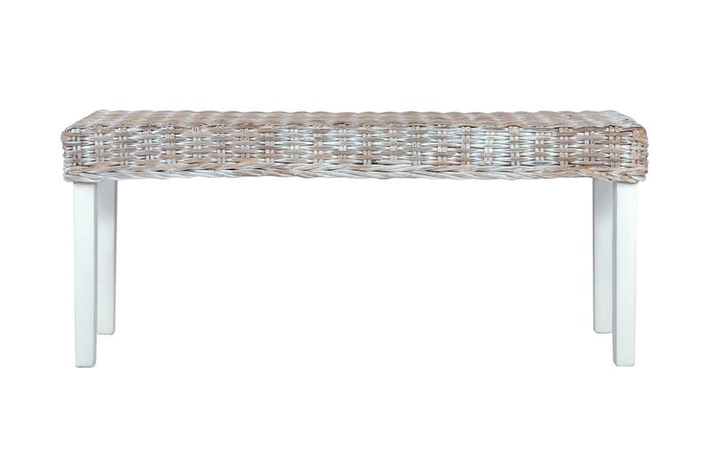 bænk 110 cm naturlig kubu-rattan massivt mangotræ hvid - Hvid - Møbler - Stole & lænestole - Bænke - Entrébænk