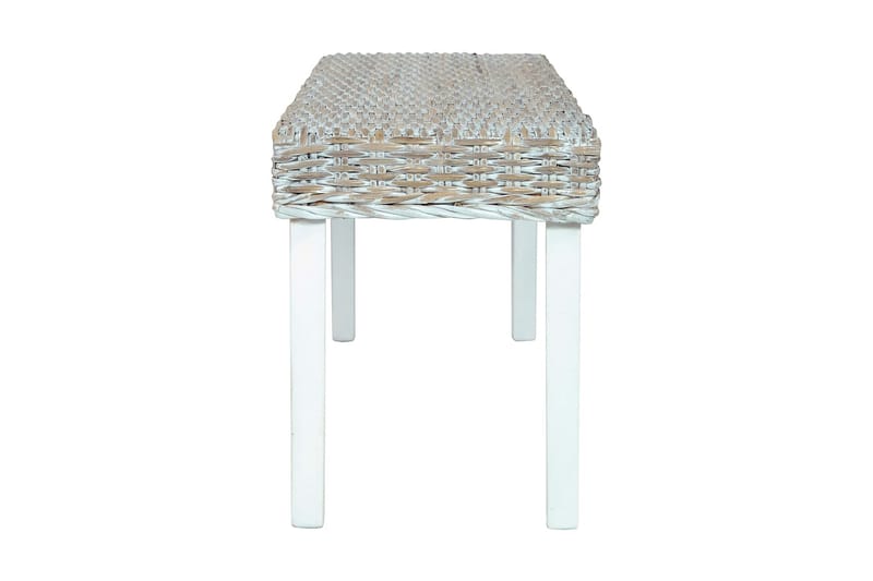 bænk 110 cm naturlig kubu-rattan massivt mangotræ hvid - Hvid - Møbler - Stole & lænestole - Bænke - Entrébænk