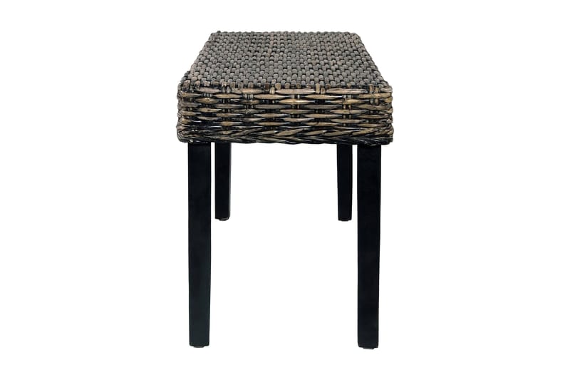bænk 110 cm naturlig kubu-rattan massivt mangotræ sort - Sort - Møbler - Stole & lænestole - Bænke - Entrébænk
