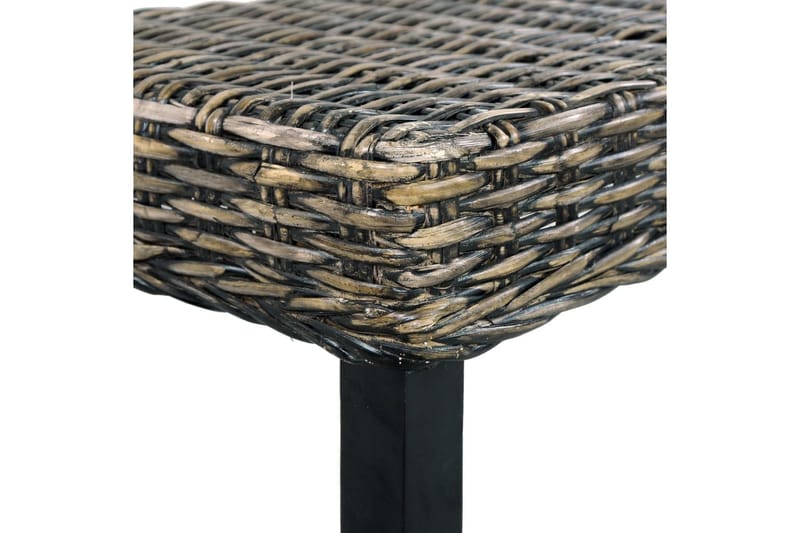 bænk 110 cm naturlig kubu-rattan massivt mangotræ sort - Sort - Møbler - Stole & lænestole - Bænke - Entrébænk