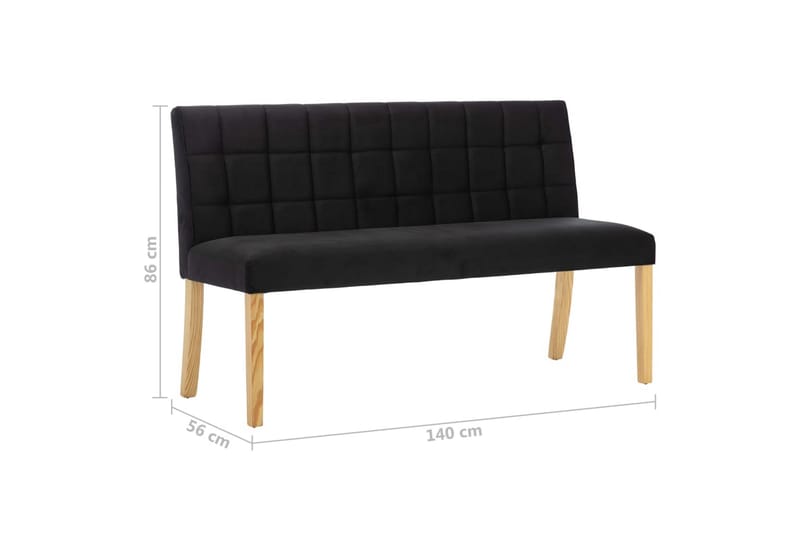 Bænk 140 cm Stof Sort - Møbler - Stole & lænestole - Bænke