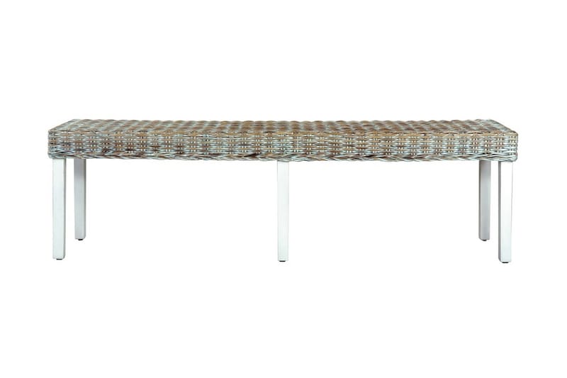 bænk 160 cm naturlig kubu-rattan massivt mangotræ hvid - Hvid - Møbler - Stole & lænestole - Bænke - Entrébænk