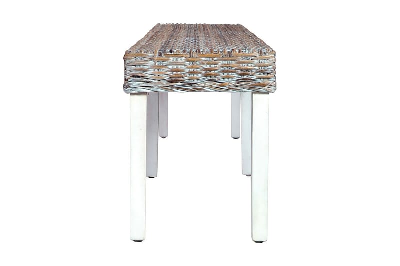 bænk 160 cm naturlig kubu-rattan massivt mangotræ hvid - Hvid - Møbler - Stole & lænestole - Bænke - Entrébænk