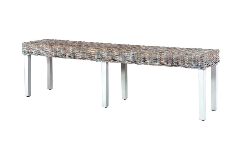 bænk 160 cm naturlig kubu-rattan massivt mangotræ hvid - Hvid - Møbler - Stole & lænestole - Bænke - Entrébænk