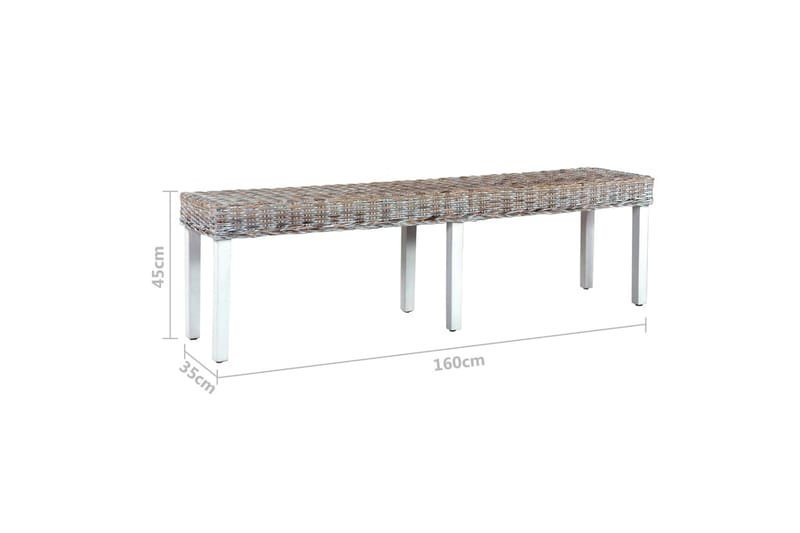 bænk 160 cm naturlig kubu-rattan massivt mangotræ hvid - Hvid - Møbler - Stole & lænestole - Bænke - Entrébænk