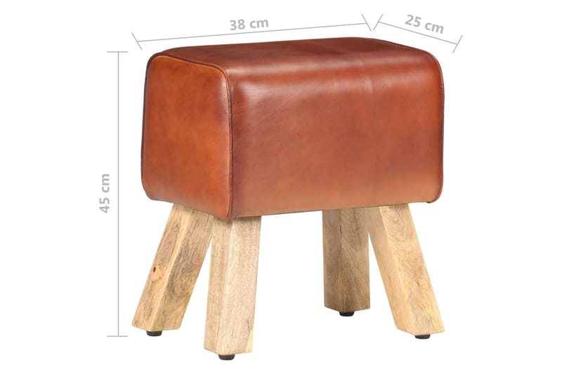 Bænk 38 cm ægte læder brun - Brun - Møbler - Stole & lænestole - Bænke - Entrébænk