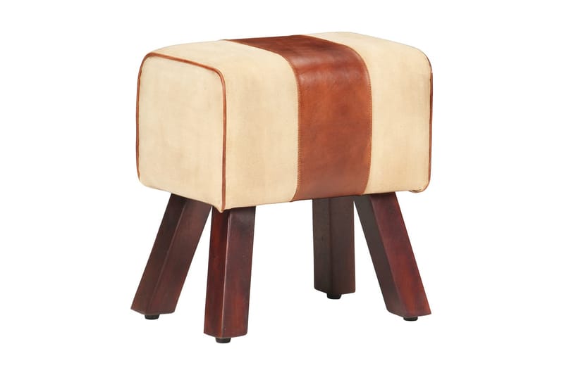 Bænk 38 cm lærred og ægte læder brun - Brun - Møbler - Stole & lænestole - Bænke - Entrébænk