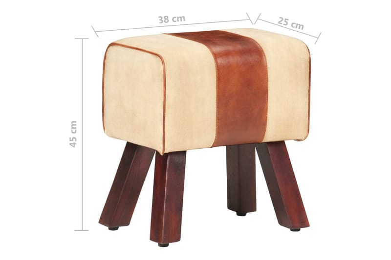 Bænk 38 cm lærred og ægte læder brun - Brun - Møbler - Stole & lænestole - Bænke - Entrébænk