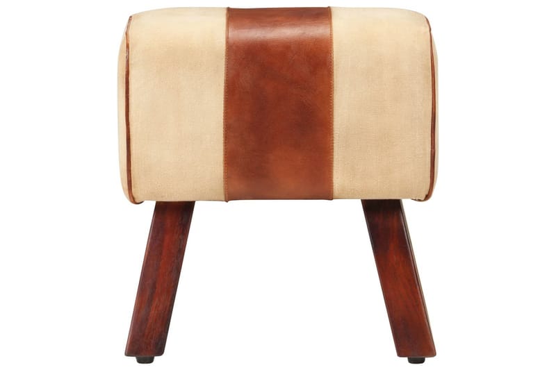 Bænk 38 cm lærred og ægte læder brun - Brun - Møbler - Stole & lænestole - Bænke - Entrébænk