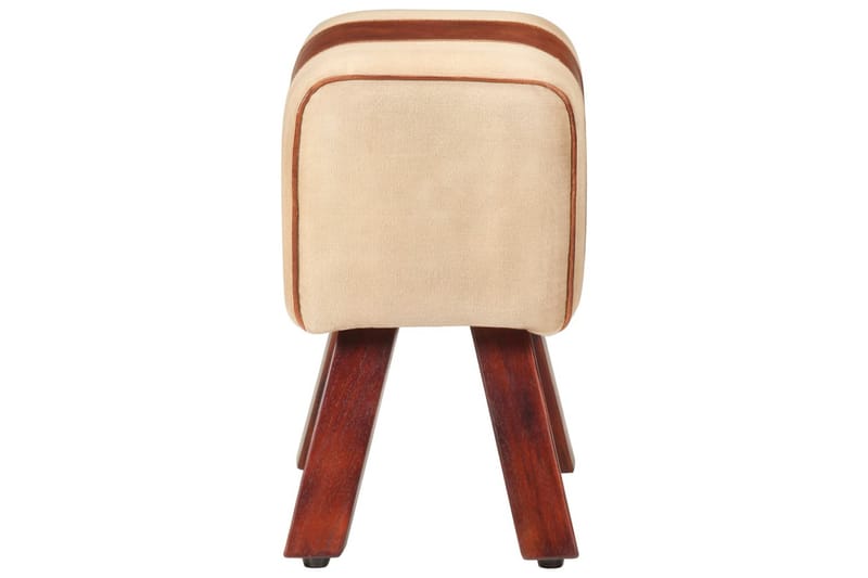 Bænk 38 cm lærred og ægte læder brun - Brun - Møbler - Stole & lænestole - Bænke - Entrébænk