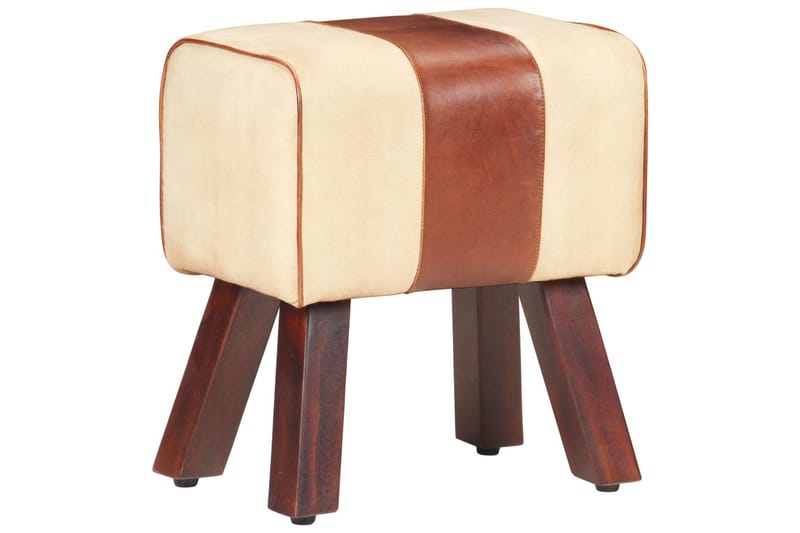 Bænk 38 cm lærred og ægte læder brun - Brun - Møbler - Stole & lænestole - Bænke - Entrébænk