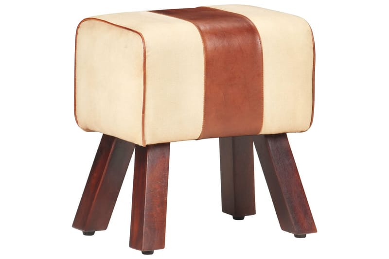Bænk 38 cm lærred og ægte læder brun - Brun - Møbler - Stole & lænestole - Bænke - Entrébænk