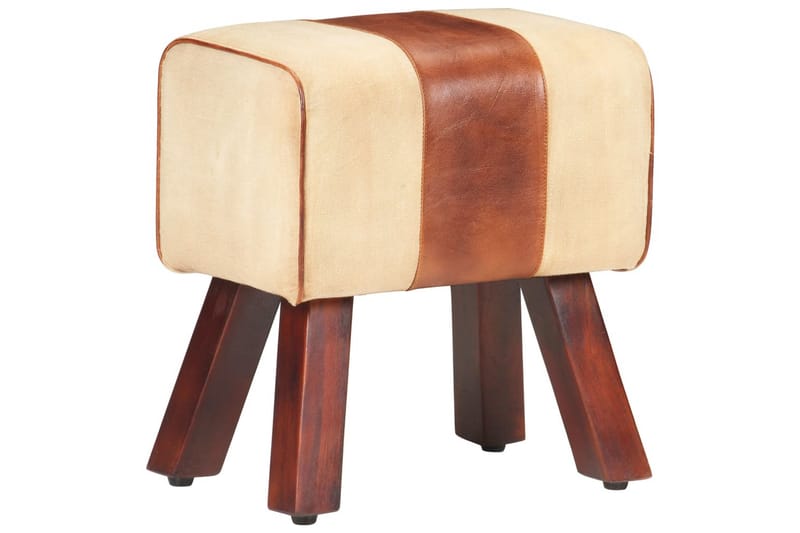 Bænk 38 cm lærred og ægte læder brun - Brun - Møbler - Stole & lænestole - Bænke - Entrébænk