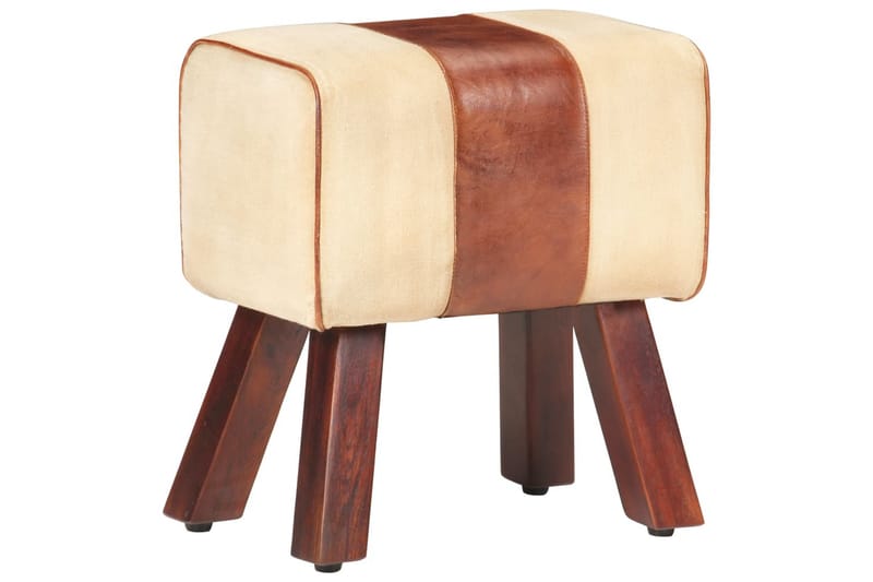 Bænk 38 cm lærred og ægte læder brun - Brun - Møbler - Stole & lænestole - Bænke - Entrébænk