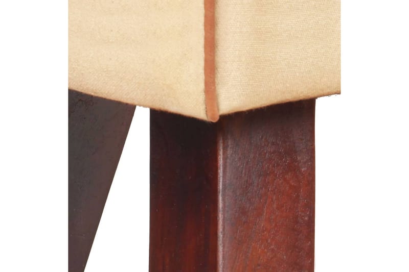 Bænk 38 cm lærred og ægte læder brun - Brun - Møbler - Stole & lænestole - Bænke - Entrébænk