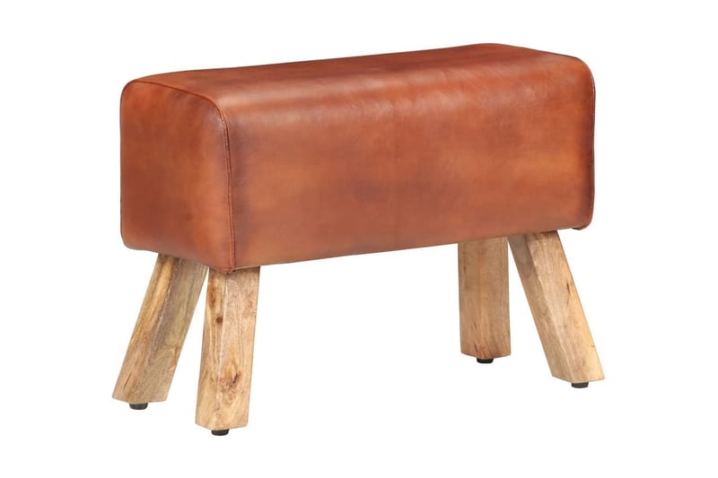 Bænk 58 cm ægte læder brun - Brun - Møbler - Stole & lænestole - Bænke - Entrébænk