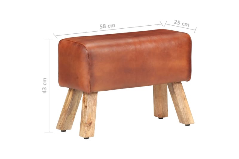 Bænk 58 cm ægte læder brun - Brun - Møbler - Stole & lænestole - Bænke - Entrébænk