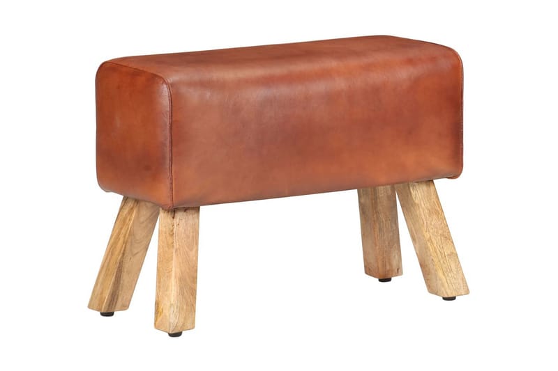Bænk 58 cm ægte læder brun - Brun - Møbler - Stole & lænestole - Bænke - Entrébænk
