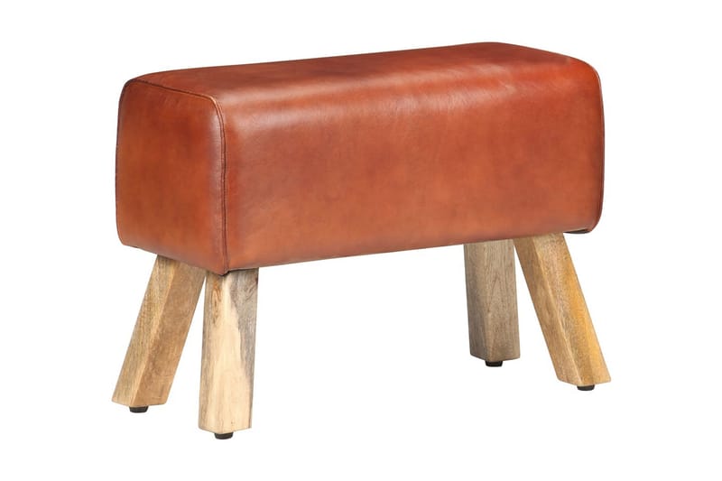 Bænk 58 cm ægte læder brun - Brun - Møbler - Stole & lænestole - Bænke - Entrébænk
