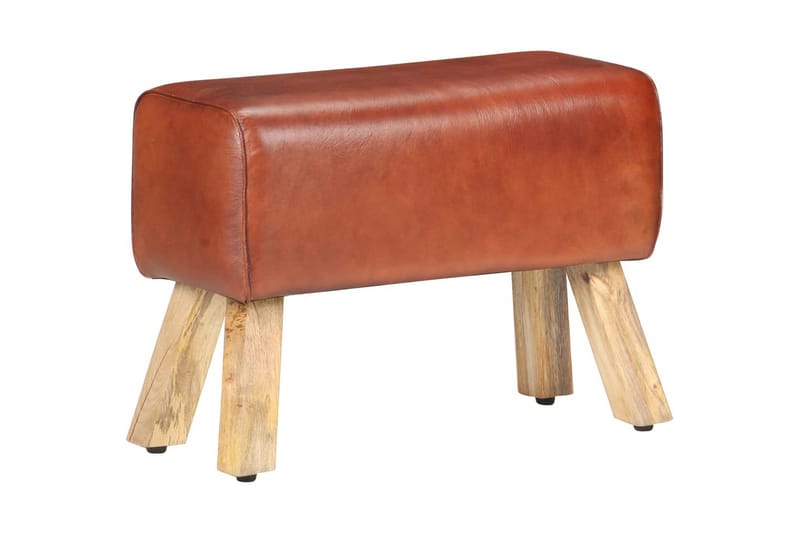 Bænk 58 cm ægte læder brun - Brun - Møbler - Stole & lænestole - Bænke - Entrébænk