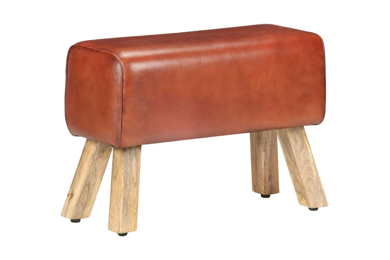 Bænk 58 cm ægte læder brun - Brun - Møbler - Stole & lænestole - Bænke - Entrébænk