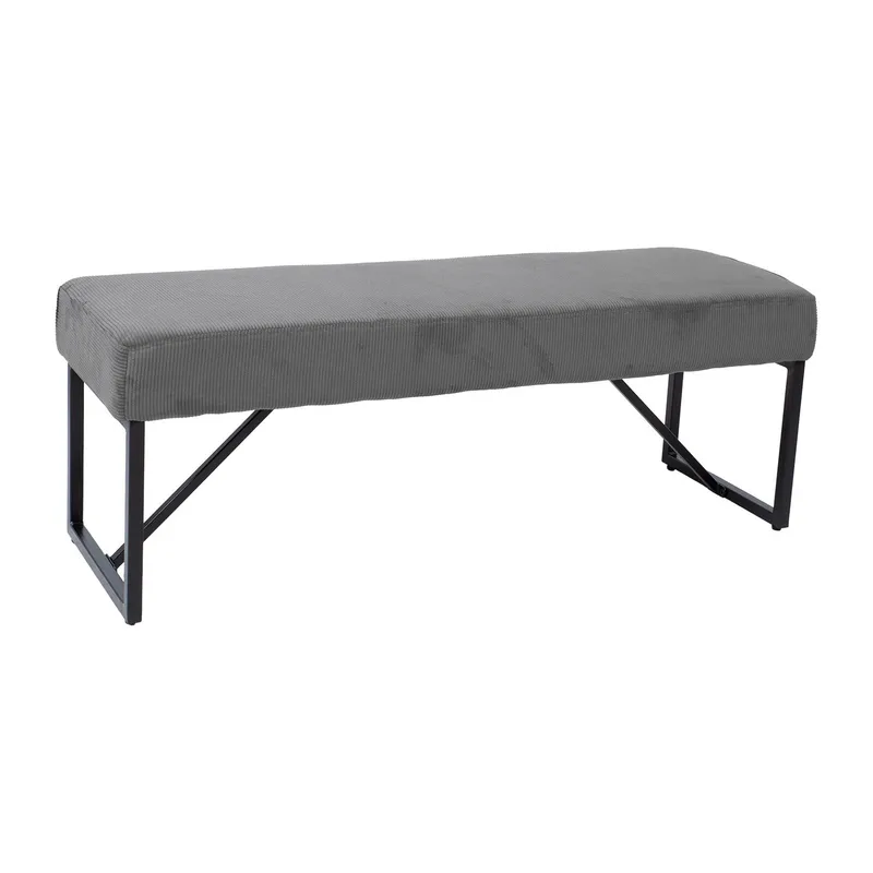 Bænk HOME4YOU Myla Grå fløjlskord - grå - Møbler - Stole & lænestole - Bænke - Entrébænk