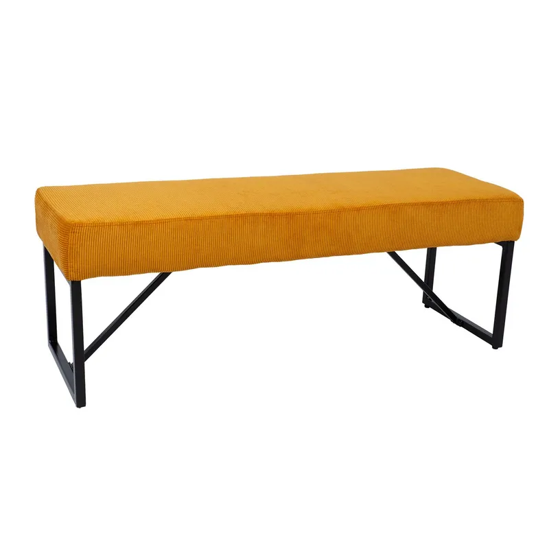 Bænk HOME4YOU Myla Gul fløjlskord - gul - Møbler - Stole & lænestole - Bænke - Entrébænk