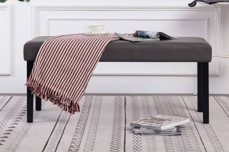 Bænk I Kunstlæder 106 Cm Grå - Grå - Møbler - Stole & lænestole - Bænke - Entrébænk