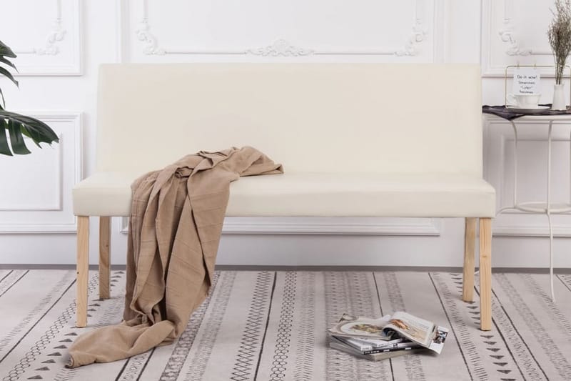 Bænk I Kunstlæder 139,5 Cm Cremefarvet - Creme - Møbler - Stole & lænestole - Bænke