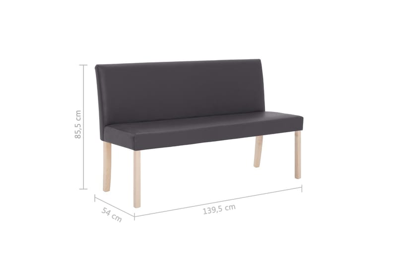 Bænk I Kunstlæder 139,5 Cm Grå - Grå - Møbler - Stole & lænestole - Bænke