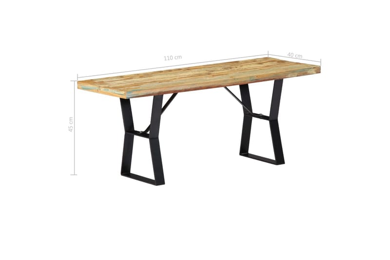 Bænk I Massivt Genanvendt Træ 110 Cm - Flerfarvet - Møbler - Stole & lænestole - Bænke - Entrébænk