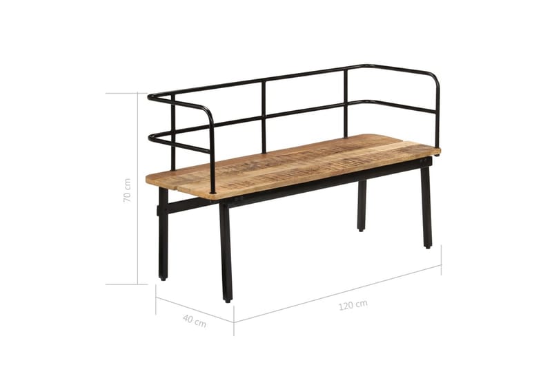 Bænk I Massivt Mangotræ 120 X 40 X 70 Cm - Brun - Møbler - Stole & lænestole - Bænke