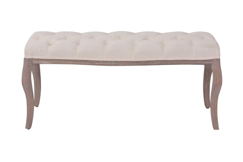 Bænk Lærred Massivt Træ 110 X 38 X 48 Cm Cremehvid - Creme - Møbler - Stole & lænestole - Bænke - Entrébænk