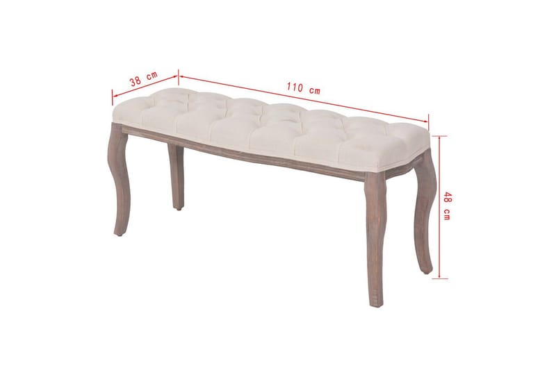 Bænk Lærred Massivt Træ 110 X 38 X 48 Cm Cremehvid - Creme - Møbler - Stole & lænestole - Bænke - Entrébænk