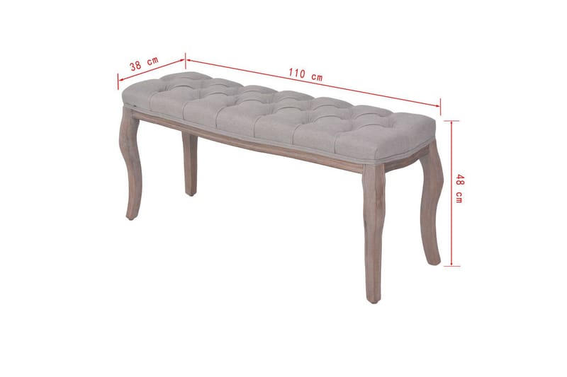 Bænk Lærred Massivt Træ 110 X 38 X 48 Cm Lysegrå - Grå - Møbler - Stole & lænestole - Bænke - Entrébænk