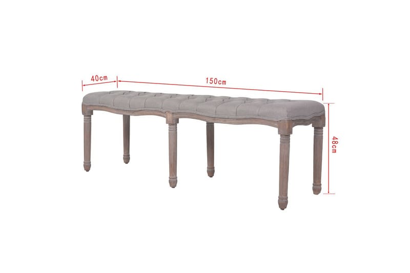 Bænk Lærred Massivt Træ 150 X 40 X 48 Cm Lysegrå - Grå - Møbler - Stole & lænestole - Bænke - Entrébænk