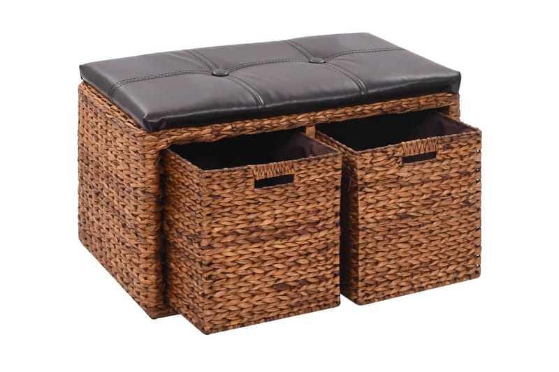 Bænk Med 2 Kurve Søgræs 71 X 40 X 42 Cm Brun - Brun - Møbler - Stole & lænestole - Bænke - Entrébænk - Entrébænk med opbevaring