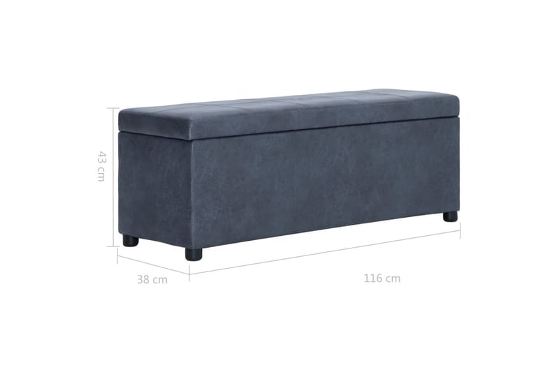 Bænk Med Opbevaringsrum 116 Cm Imiteret Ruskind Grå - Grå - Møbler - Stole & lænestole - Bænke - Entrébænk - Entrébænk med opbevaring