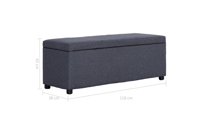Bænk Med Opbevaringsrum 116 Cm Polyester Mørkegrå - Grå - Møbler - Stole & lænestole - Bænke - Entrébænk - Entrébænk med opbevaring