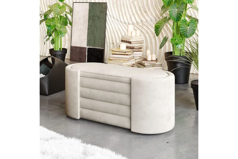 Bænk Veyaa Bokscreme - Cremevhid - Møbler - Stole & lænestole - Taburet & skammel - Puf - Opredelig puf