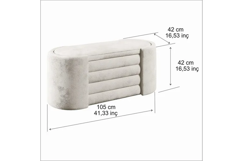 Bænk Veyaa Bokscreme - Cremevhid - Møbler - Stole & lænestole - Taburet & skammel - Puf - Opredelig puf