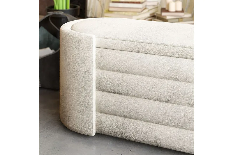 Bænk Veyaa Bokscreme - Cremevhid - Møbler - Stole & lænestole - Taburet & skammel - Puf - Opredelig puf