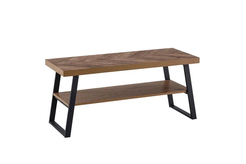 Bænk Wohnling Eg Sildebensmønster med Hylde Robust Metalstel Moderne Look, undefined