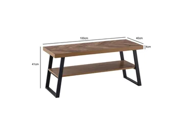 Bænk Wohnling Eg Sildebensmønster med Hylde Robust Metalstel Moderne Look - Møbler - Stole & lænestole - Bænke - Skohylde med bænk