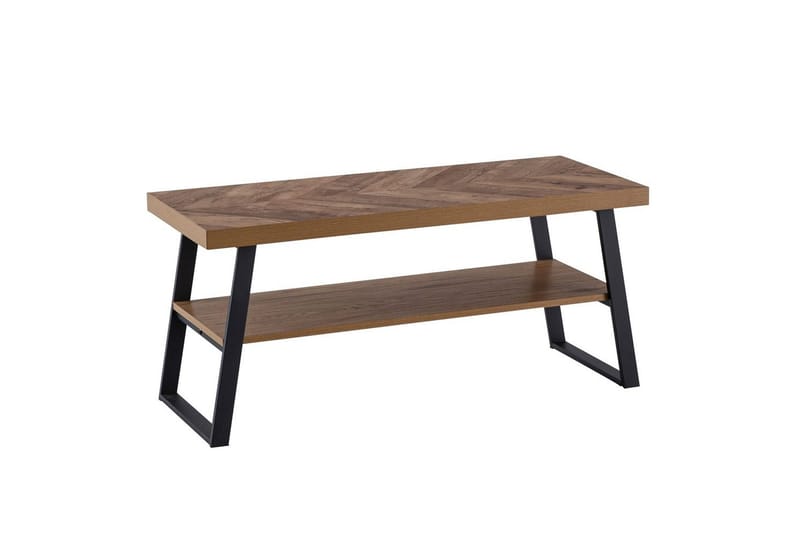 Bænk Wohnling Eg Sildebensmønster med Hylde Robust Metalstel Moderne Look - Møbler - Stole & lænestole - Bænke - Skohylde med bænk